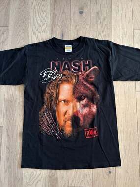 Vintage 90s Kevin Nash nWo Wolfpac Big Sexy Split Face Wolf T-Shirt Size L